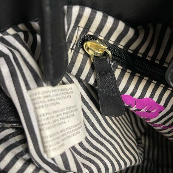 Betsey Johnson floral red roses & cheetah print shoulder bag black trim & straps - Picture 11 of 12